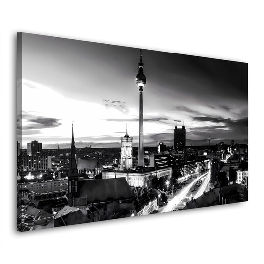 Quadro moderno Berlino Skyline schwarz weiss