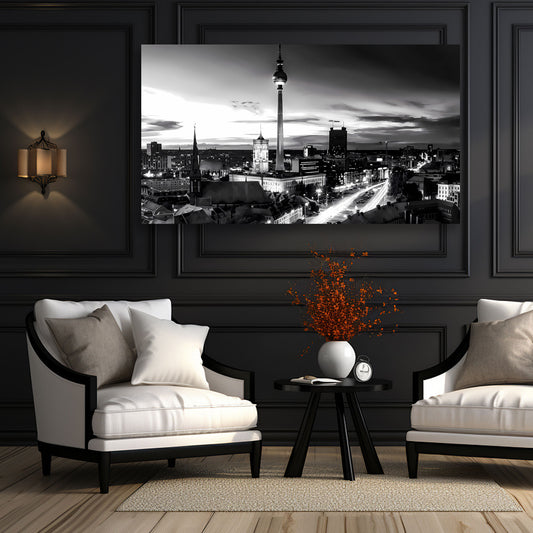 Quadro moderno Berlino Skyline schwarz weiss