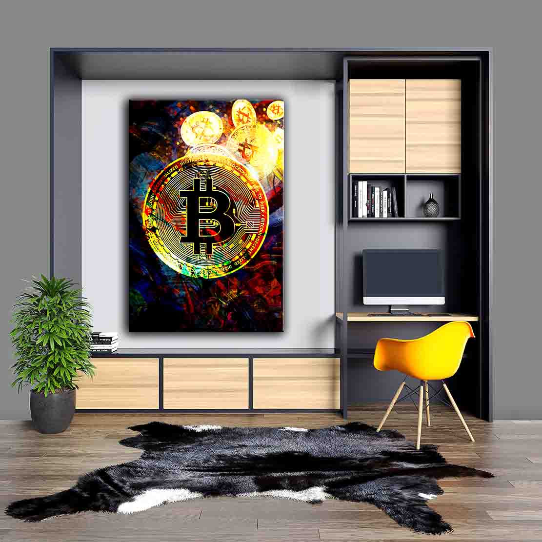 Quadro stampa su tela moderno Bitcoin Abstract Colour, Criptovalute, Trading & Borsa