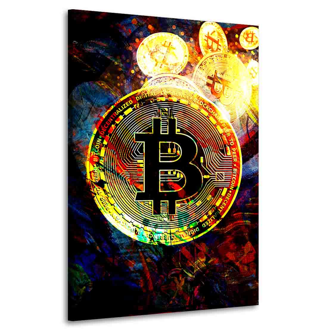 Quadro stampa su tela moderno Bitcoin Abstract Colour, Criptovalute, Trading & Borsa