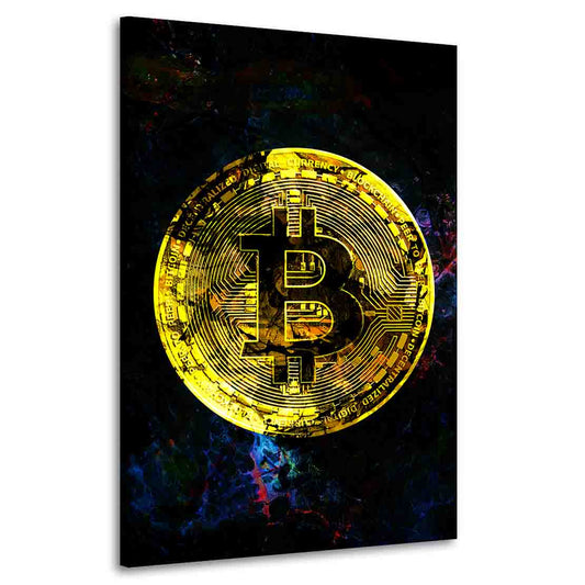 Quadro stampa su tela moderno Bitcoin Dark Blue, Criptovalute, Trading e Borsa