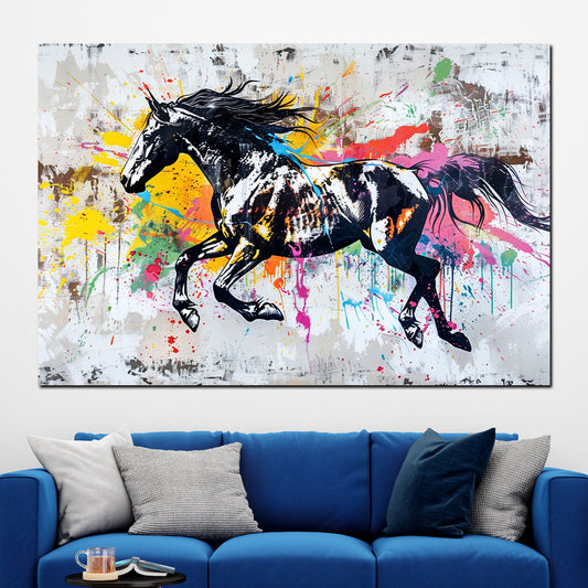 Quadro moderno Cavallo astratto in corsa Colour Splash