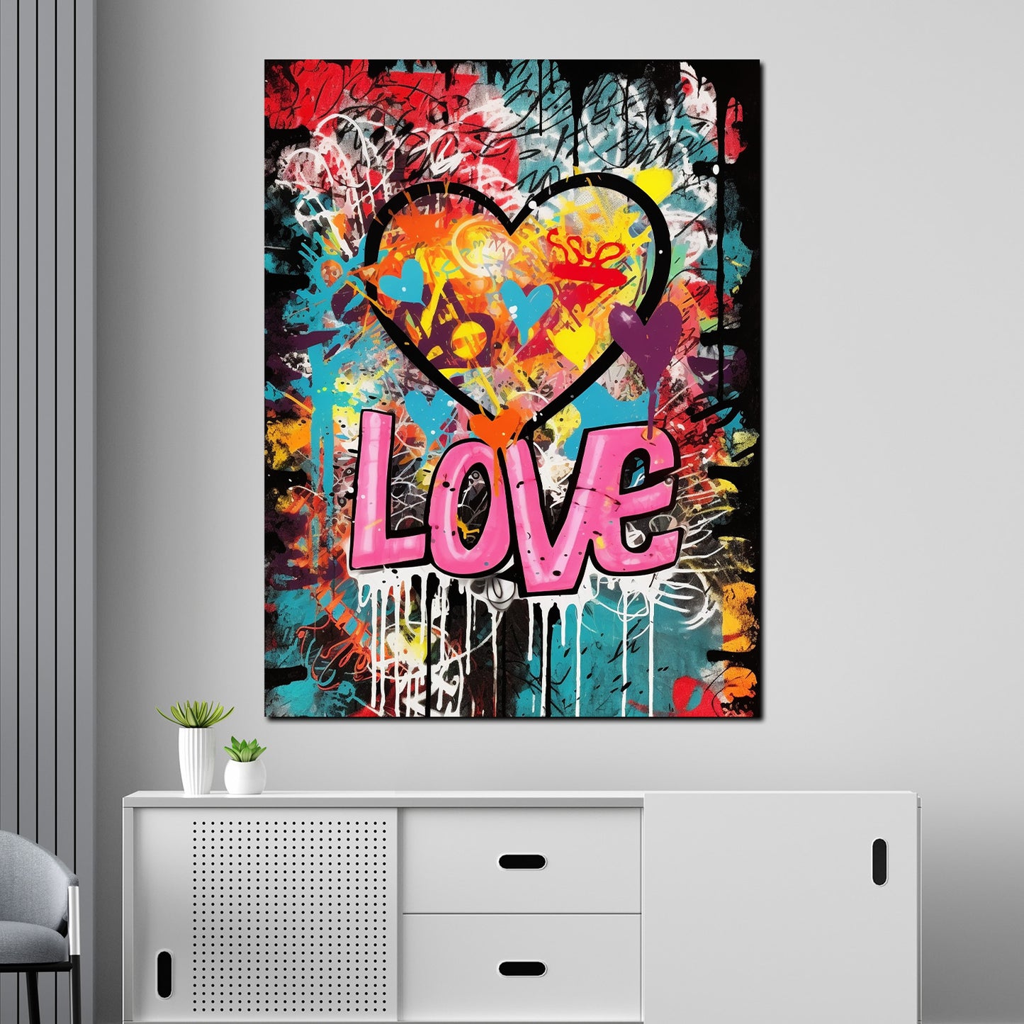 Quadro moderno Cuore in stile graffiti LOVE