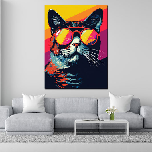 Quadro moderno Gatto con occhiali da sole pop art