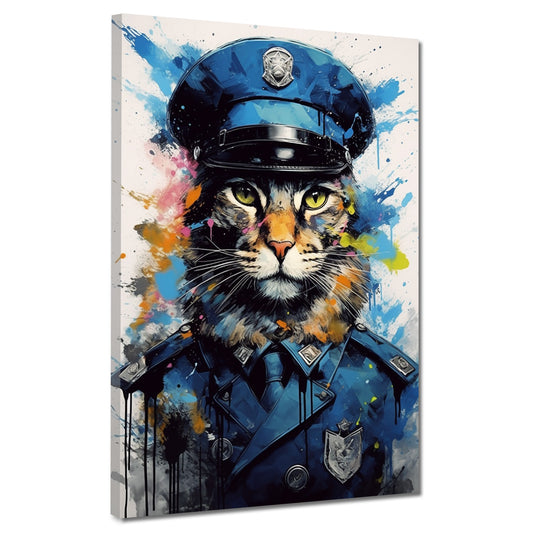 Quadro moderno Gatto pop art in uniforme da poliziotto