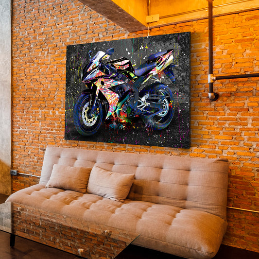 Quadro moderno Graffiti moto blue Pop Art Style