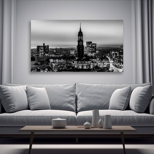 Quadro moderno Hamburg Skyline nero e bianco