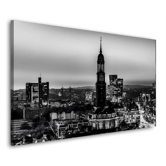 Quadro moderno Hamburg Skyline nero e bianco