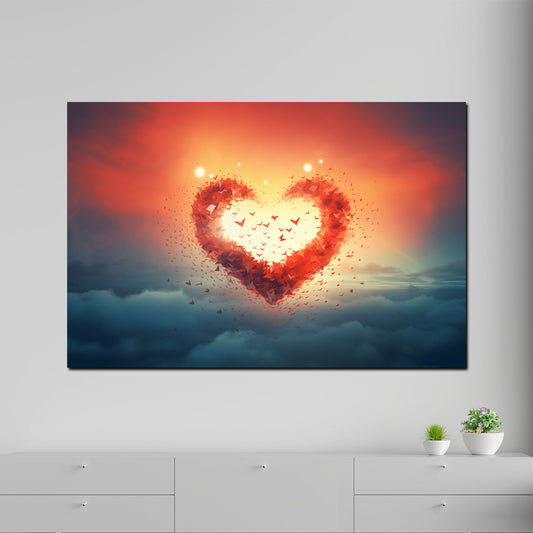 Quadro moderno Icuore nel tramonto