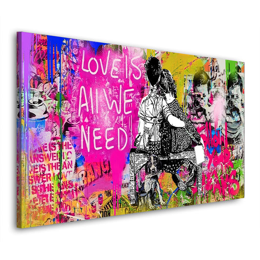 Quadro moderno Ragazzo & Ragazza Street Art Love IS ALL WE Need