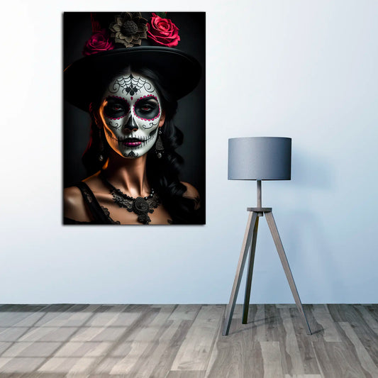 Quadro moderno La Catrina in un abito di pizzo