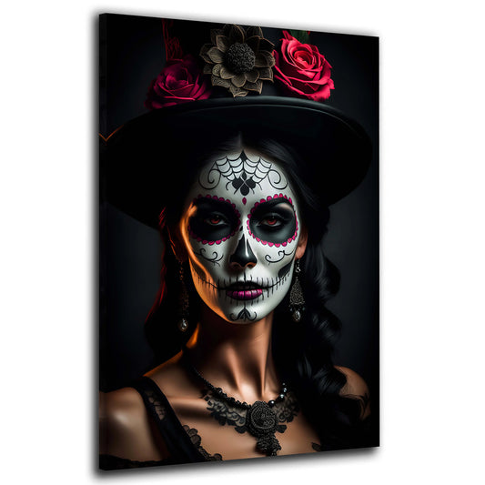 Quadro moderno La Catrina in un abito di pizzo