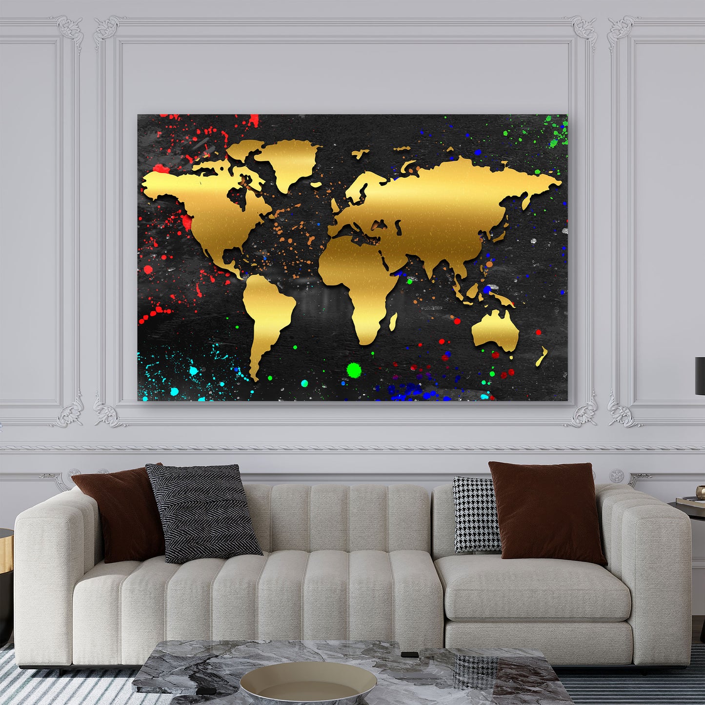 Quadro moderno Mappa d´oro Colour Splash