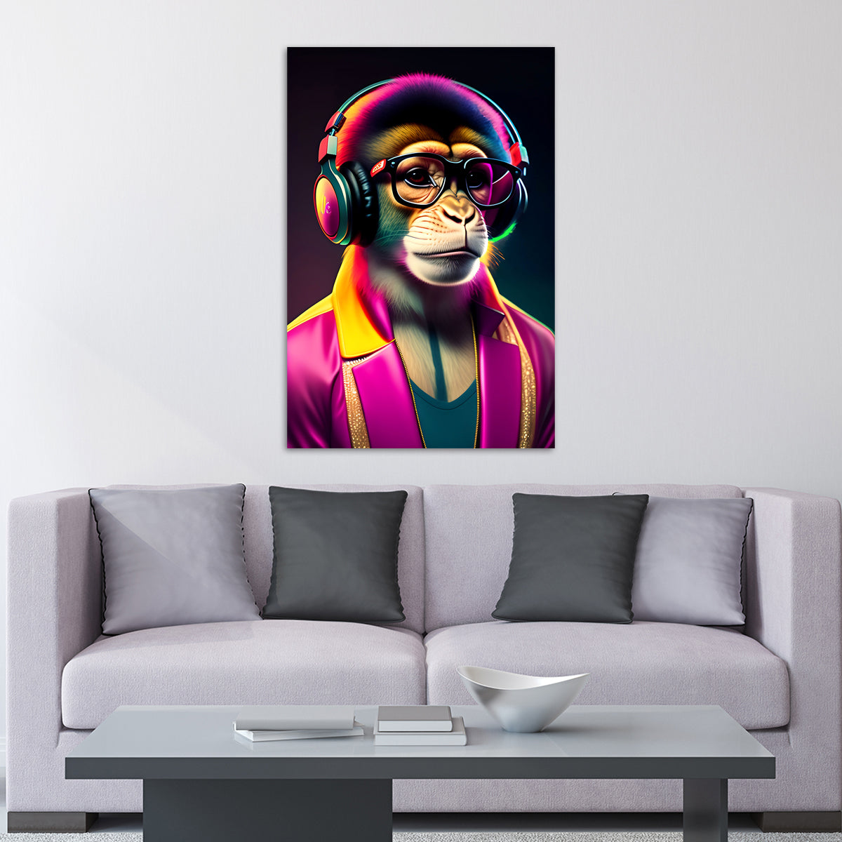 Quadro stampa su tela moderno Monkey Star Pop Art