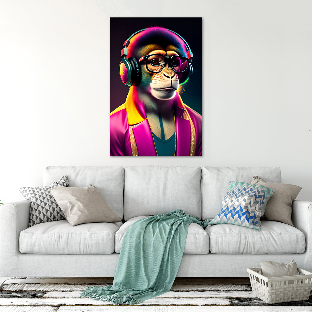 Quadro stampa su tela moderno Monkey Star Pop Art