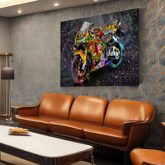 Quadro moderno Moto Graffiti Street Art Black Style