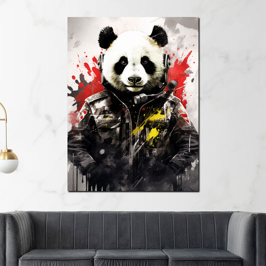 Quadro moderno Panda in uniforme Pop Art