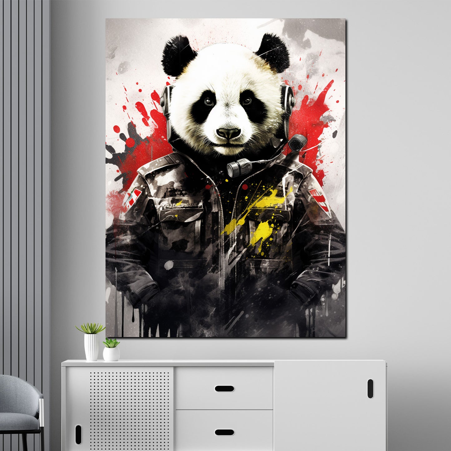 Quadro moderno Panda in uniforme Pop Art