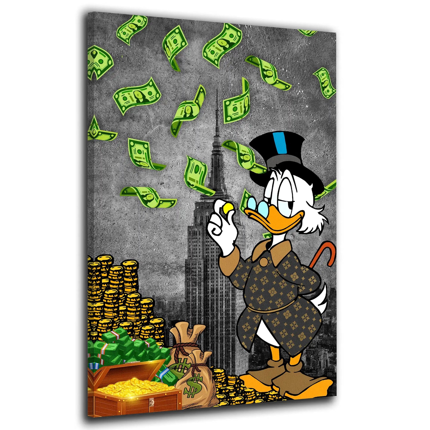 Quadro moderno Paperone Comic Pop Art Money Rain