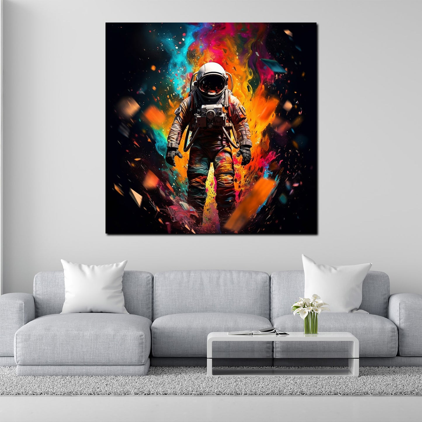 Quadro moderno Pop Art Astronauta Colour Splash Dark