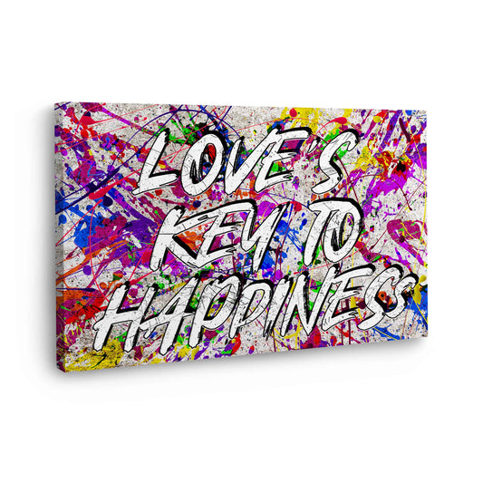 Quadro moderno Pop Art astratto Love IS The Key To Happiness