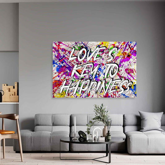 Quadro moderno Pop Art astratto Love IS The Key To Happiness