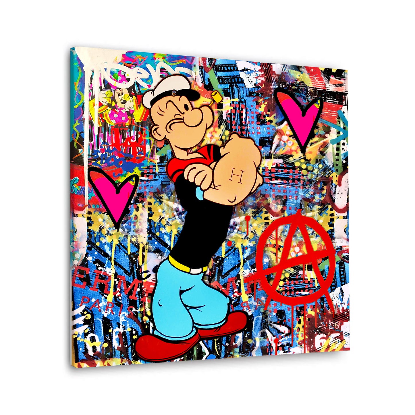 Quadro stampa su tela moderno Popeye Graffiti Pop Art Style