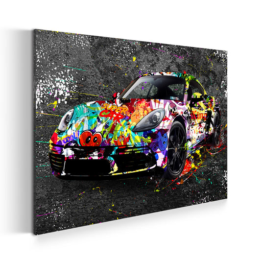 Quadro stampa su tela moderno Porsche Graffiti Street Art Style