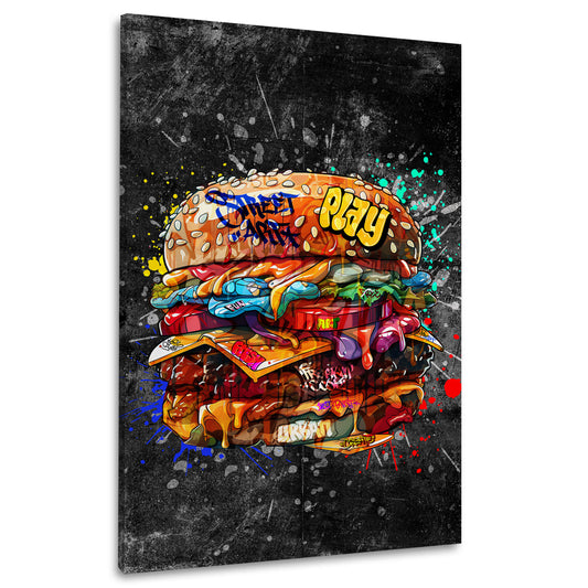 Quadro moderno Street Art Burger Dark Style