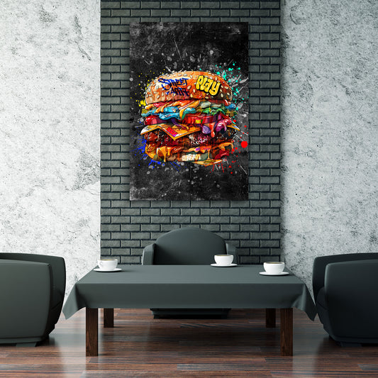 Quadro moderno Street Art Burger Dark Style