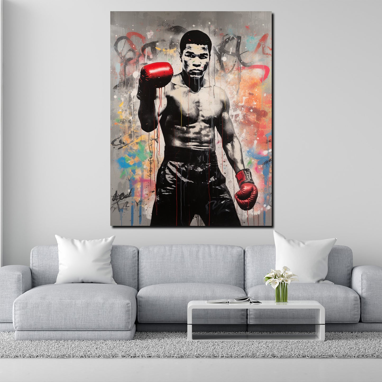 Quadro moderno Street Art Muhammad boxe