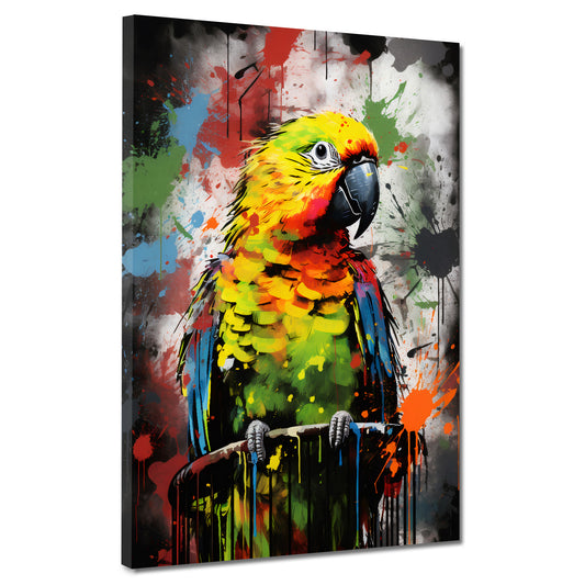 Quadro moderno Street Art bellissimo pappagallo colorato