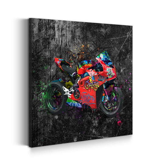 Quadro moderno Street Art motocicletta rossa Graffiti Style