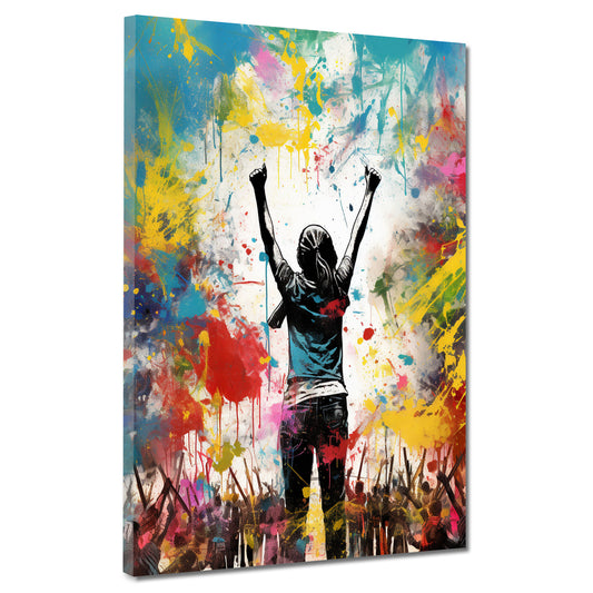 Quadro moderno Street Art persone che applaudono Colour Splash