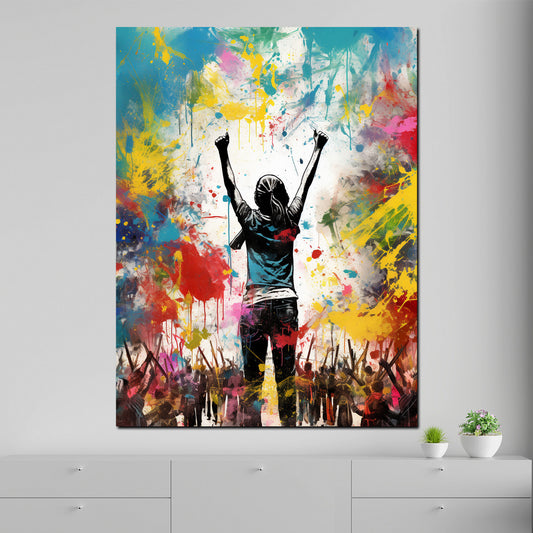 Quadro moderno Street Art persone che applaudono Colour Splash