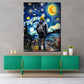 Quadro moderno Uomo al chiaro di luna stelle Painting Style