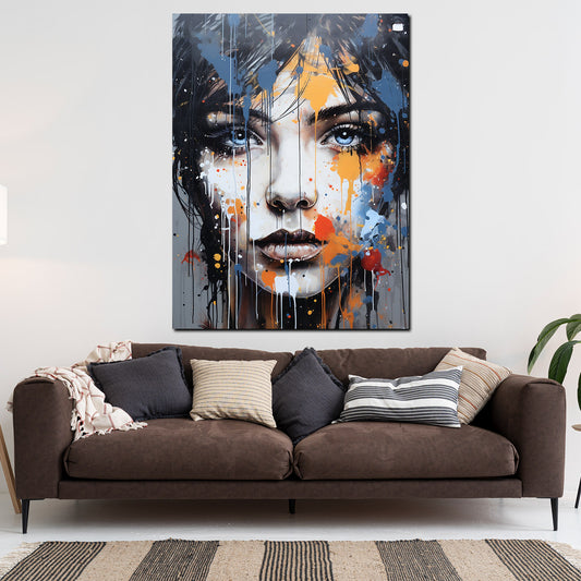 Quadro moderno Viso di donna con occhi blu Street Art