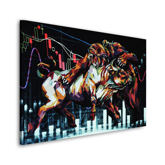 Quadro stampa su tela moderno Wallstreet Bull e Bear