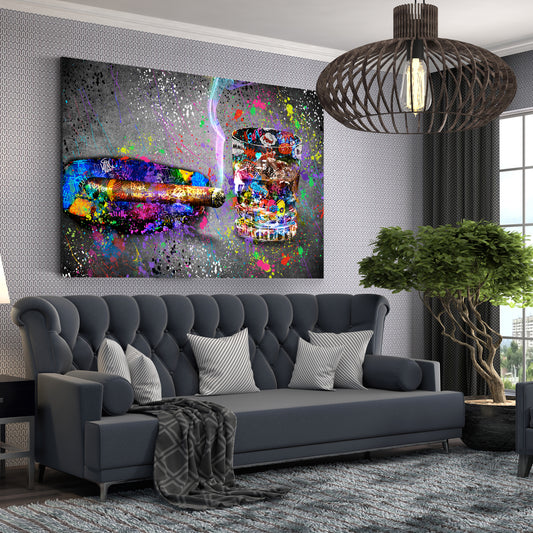 Quadro moderno Whisky & Sigaro Graffiti Street Art Style