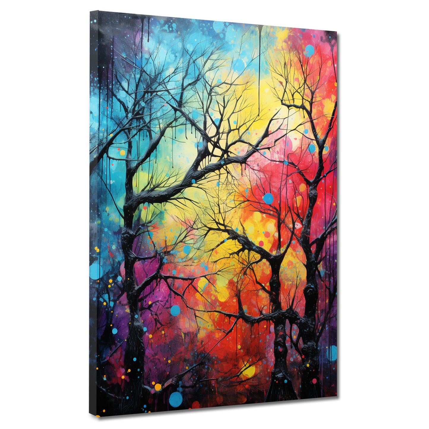 Quadro moderno albero astratto in inverno colour pop art