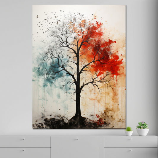 Quadro moderno albero astratto rosso blu