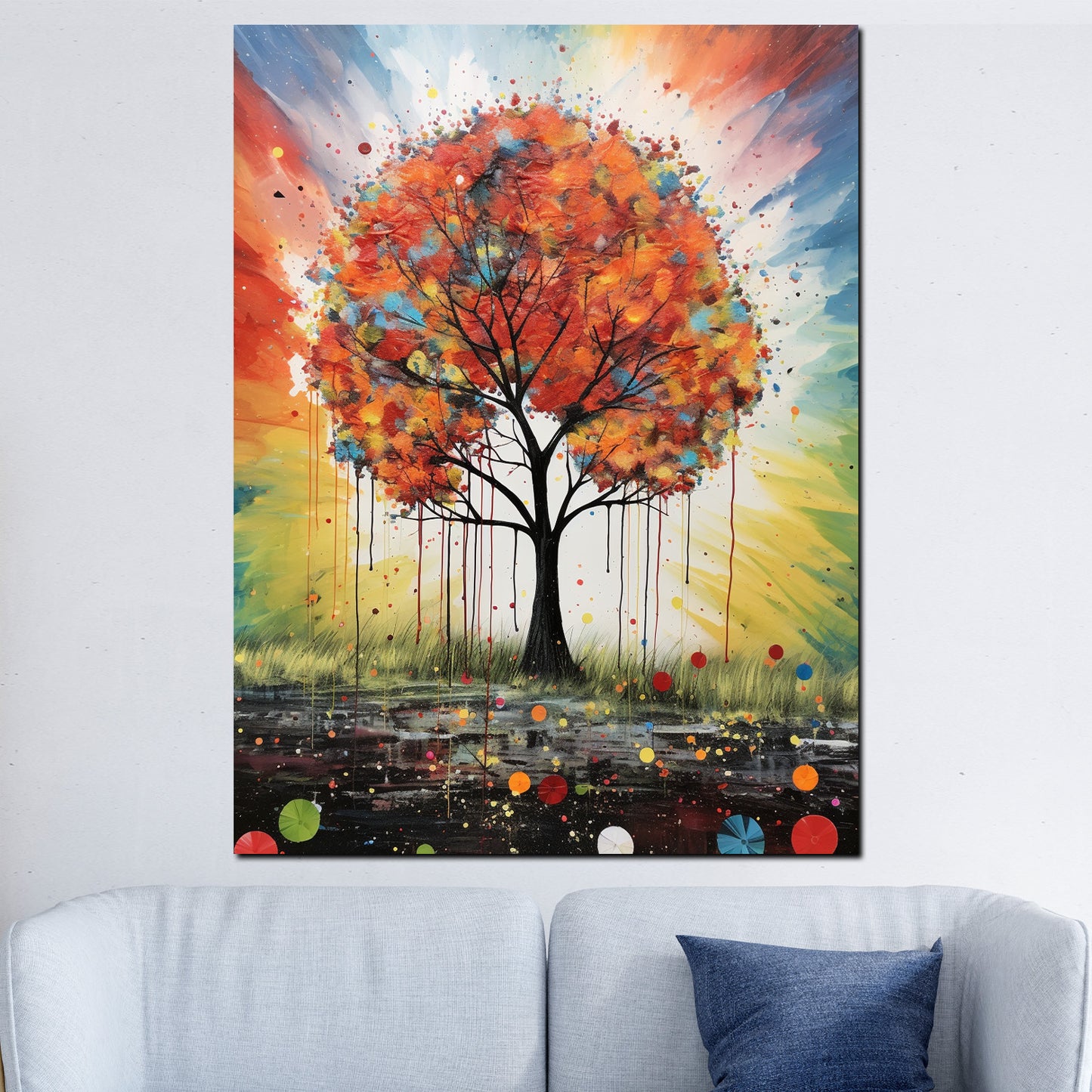 Quadro moderno albero colorato che brilla