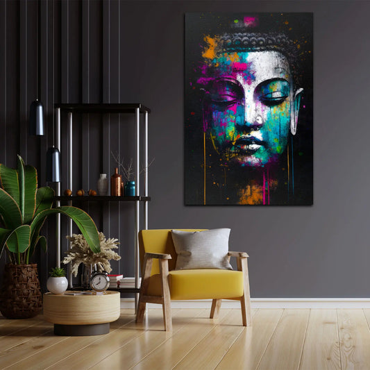 Quadro buddha su tela-Buddha Poster e Stampe-Buddha Stampa su tela-Immagine  di Buddha in Oro E Nero-Quadri Astratti Moderni Religione Decorazione da