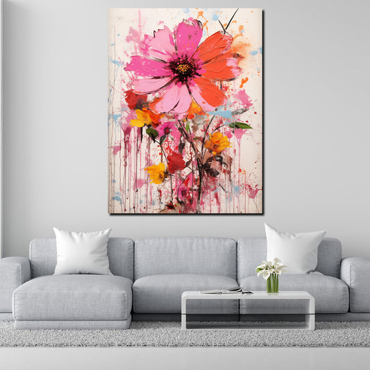 Quadro moderno astratto bel fiore rosa Colour Splash