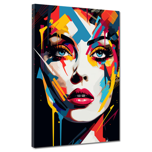 Quadro moderno astratto bella donna viso pop art