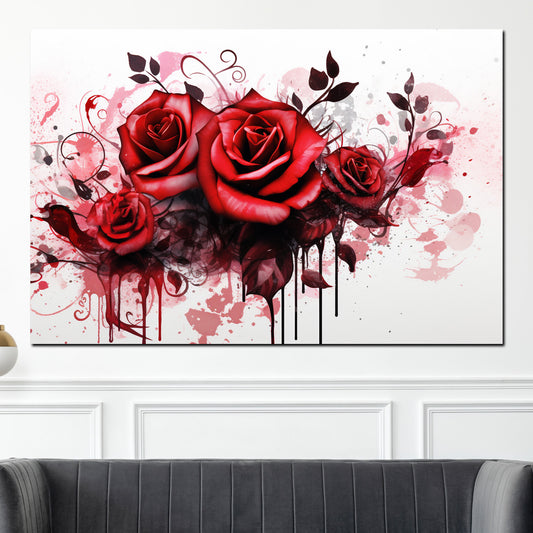 Quadro moderno astratto belle rose rosse