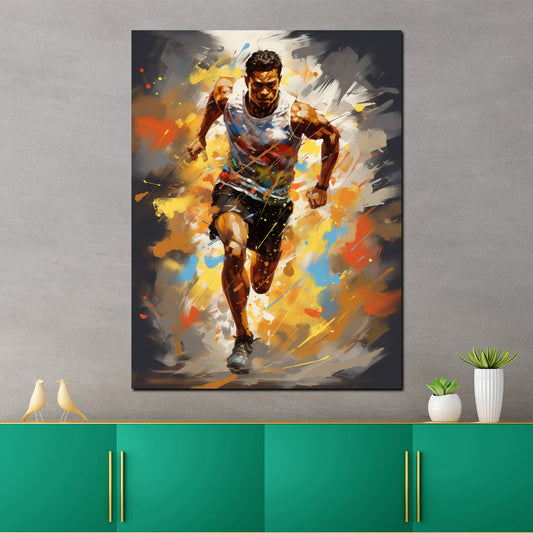 Quadro moderno atleta che corre pop art sport colour splash