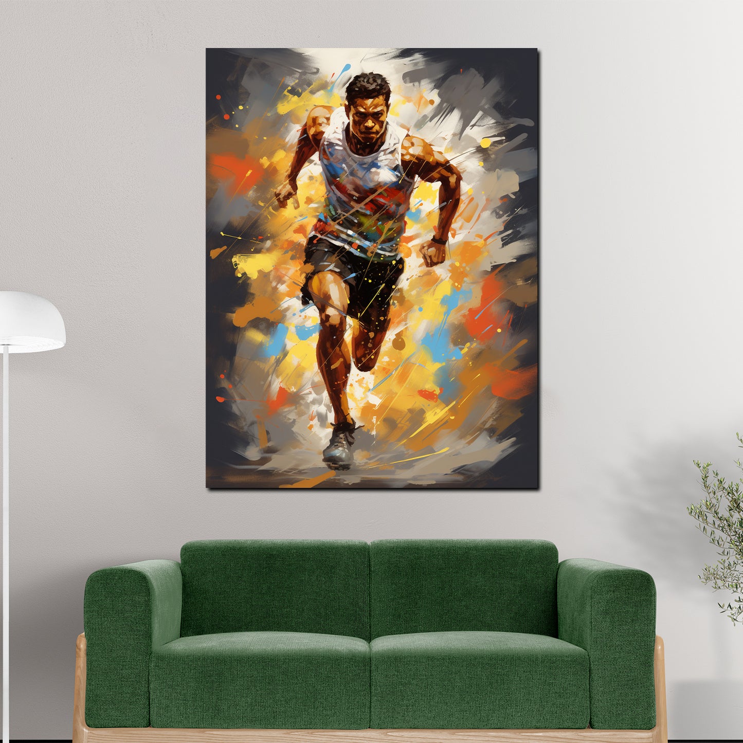 Quadro moderno atleta che corre pop art sport colour splash