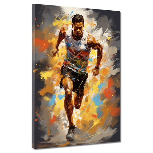 Quadro moderno atleta che corre pop art sport colour splash