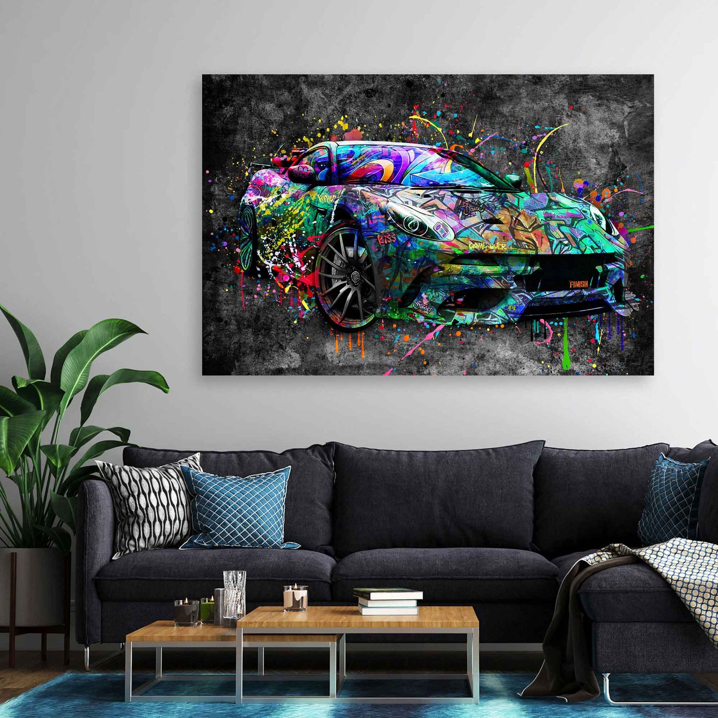 Quadro moderno auto sporiva Ferrari Graffiti Street Art Style